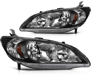 Headlights Assembly Kit For Civic Headlamps Pair Replace For Honda Civic 2004-2005 Headlight
